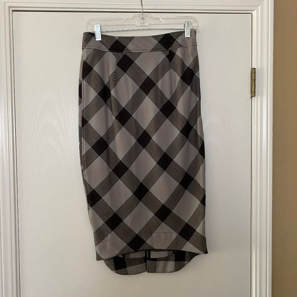 free people check pencil hi-low skirt